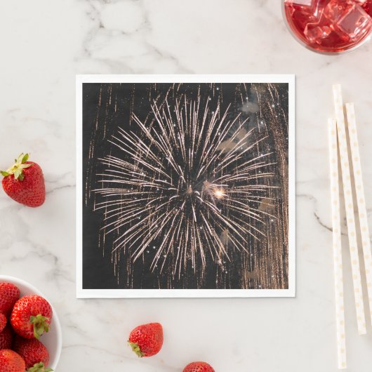 Feuerwerk-Anzeige auf schwarzem Himmel Serviette (Beispiel)