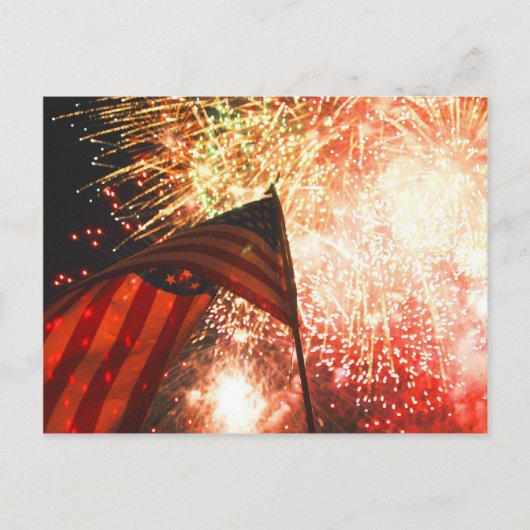 Feuerwerk auf dem vierten postkarte (Vorderseite)