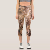 Feuerwerk aus funkelnd Gold Abstrakt Capri Leggings (Vorderseite)