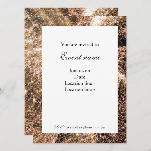 Feuerwerk aus funkelnd Gold Abstrakt Einladung (Vorne/Hinten)