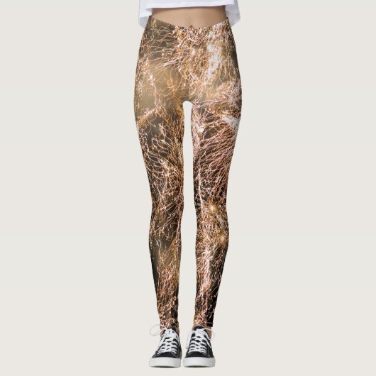 Feuerwerk aus funkelnd Gold Abstrakt Leggings (Vorderseite)