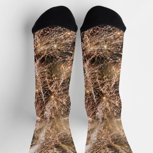 Feuerwerk aus funkelnd Gold Abstrakt Socken (Oben)