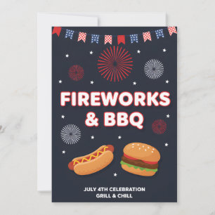 Feuerwerk BBQ Patriotisch USA Unabhängigkeit 4. Ju Feiertagskarte