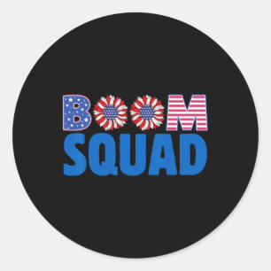 Feuerwerk Direktor Funny 4. Juli Boom Squad. Runder Aufkleber