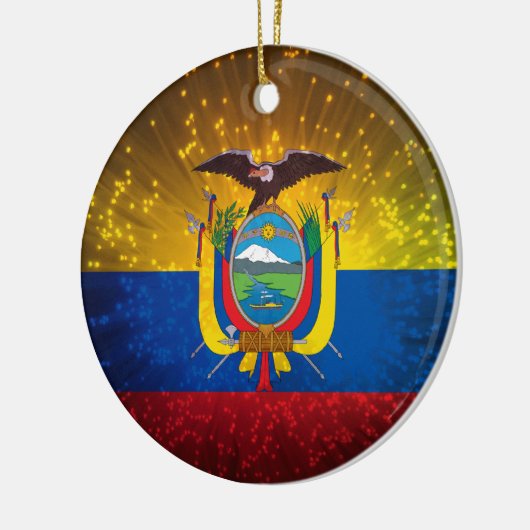 Feuerwerk; Ecuador-Flagge Keramikornament (Links)