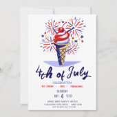 Feuerwerk Eiscreme Cone 4. GRILLEN Party Einladung (Vorderseite)