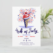 Feuerwerk Eiscreme Cone 4. GRILLEN Party Einladung (Stehend Vorderseite)