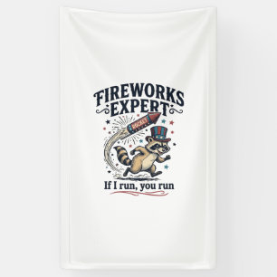 Feuerwerk Experte Waschbär Vintage 4. Juli Sch Banner