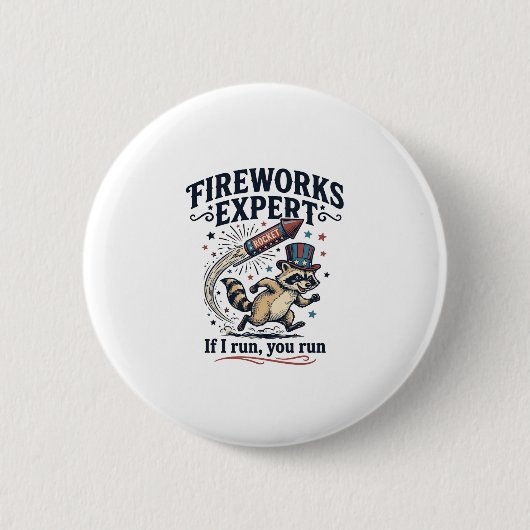 Feuerwerk Experte Waschbär Vintage 4. Juli Sch Button (Vorderseite)