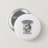 Feuerwerk Experte Waschbär Vintage 4. Juli Sch Button (Vorne & Hinten)