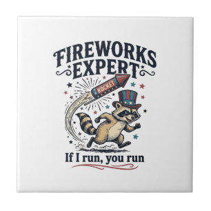 Feuerwerk Experte Waschbär Vintage 4. Juli Sch Fliese