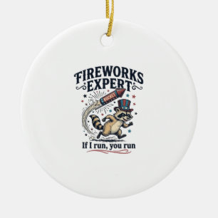 Feuerwerk Experte Waschbär Vintage 4. Juli Sch Keramik Ornament