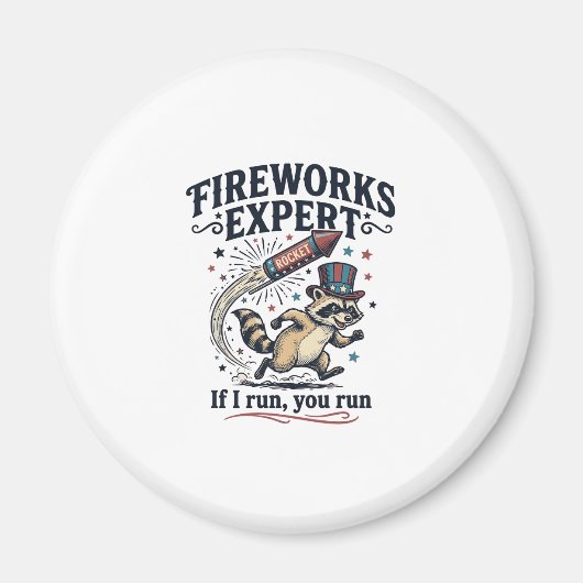 Feuerwerk Experte Waschbär Vintage 4. Juli Sch Magnet (Vorne)