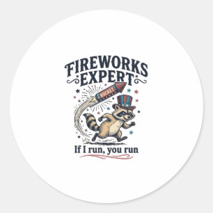 Feuerwerk Experte Waschbär Vintage 4. Juli Sch Runder Aufkleber