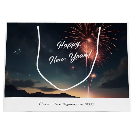 Feuerwerk Feier Dunkle Himmel glücklich Neues Jahr Große Geschenktüte (Vorderseite)