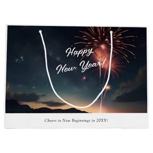 Feuerwerk Feier Dunkle Himmel glücklich Neues Jahr Große Geschenktüte (Rückseite)