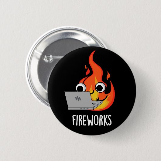 Feuerwerk Feuer Feuer Flamme Puppe Dunkel BG Button (Vorne & Hinten)