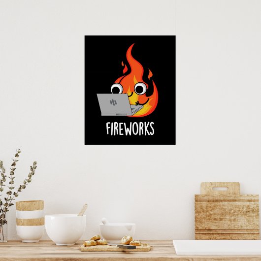 Feuerwerk Feuer Feuer Flamme Puppe Dunkel BG Poster (Küche)