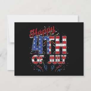 Feuerwerk Frohes 4. Juli US-Flagge Amerikanisch 4. Einladung