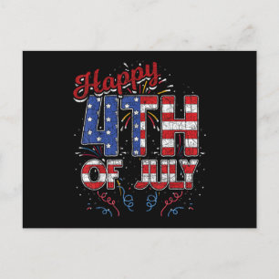 Feuerwerk Frohes 4. Juli US-Flagge Amerikanisch 4. Feiertagspostkarte
