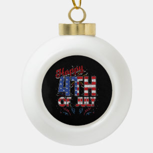 Feuerwerk Frohes 4. Juli US-Flagge Amerikanisch 4. Keramik Kugel-Ornament
