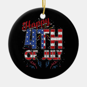 Feuerwerk Frohes 4. Juli US-Flagge Amerikanisch 4. Keramik Ornament