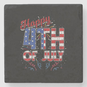 Feuerwerk Frohes 4. Juli US-Flagge Amerikanisch 4. Steinuntersetzer