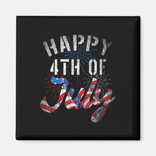 Feuerwerk glücklich 4. Juli US Flag American 4. O Magnet (Vorne)