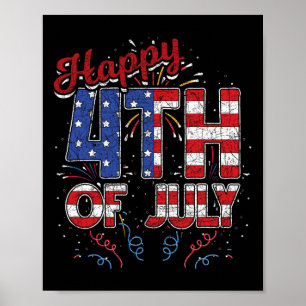 Feuerwerk glücklich 4. Juli US Flag American 4. O Poster