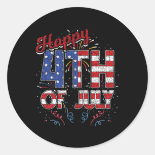 Feuerwerk glücklich 4. Juli US Flag American 4. O Runder Aufkleber