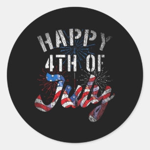 Feuerwerk glücklich 4. Juli US Flag American 4. O Runder Aufkleber
