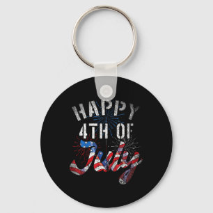 Feuerwerk glücklich 4. Juli US Flag American 4. O Schlüsselanhänger