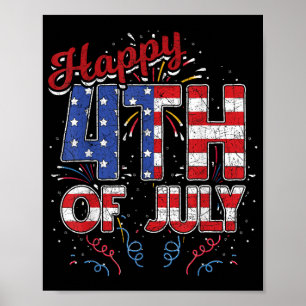 Feuerwerk glücklich 4. Juli US-Flag American 4th O Poster
