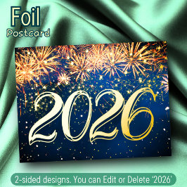 Feuerwerk Goldfolie Glitzern Glückliches Neues Jah Folien Feiertagspostkarte