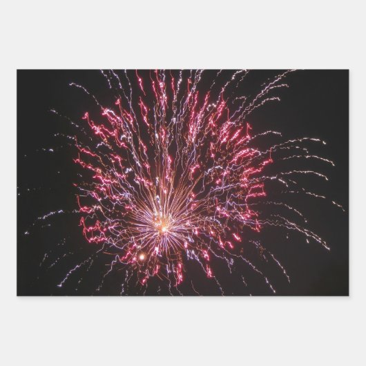 Feuerwerk im Himmel mit Lichtwegen Geschenkpapier Set (Vorderseite 3)