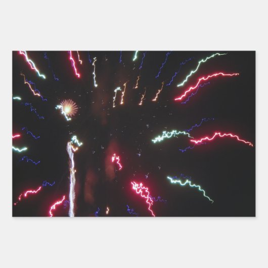 Feuerwerk im Himmel mit Lichtwegen Geschenkpapier Set (Vorderseite 2)