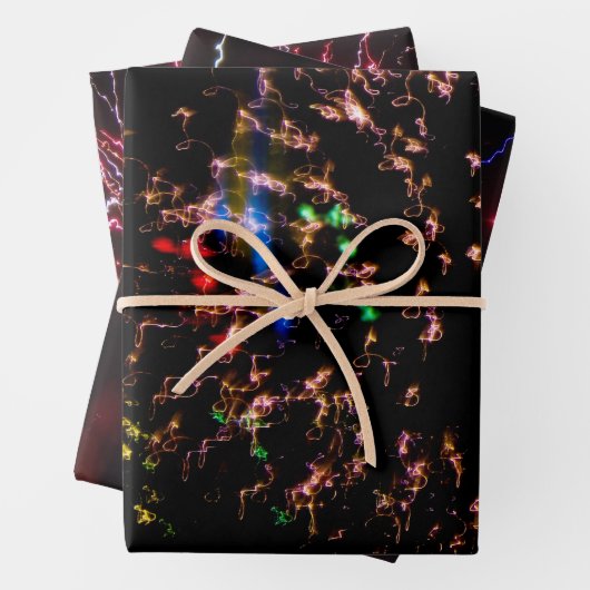 Feuerwerk im Himmel mit Lichtwegen Geschenkpapier Set (Beispiel)