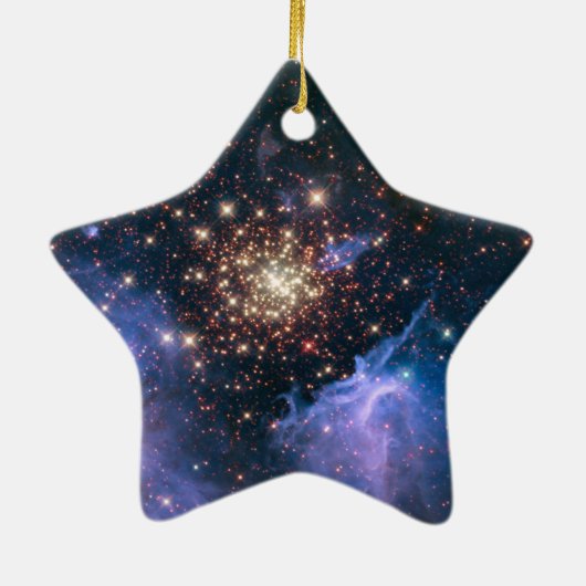 Feuerwerk in Space Celestial Star Keramik Ornament (Hinten)