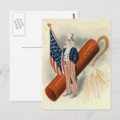 Feuerwerk Knallkörper Onkel Sam US-Flagge Postkarte (Vorne/Hinten)