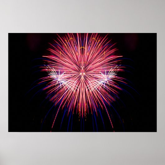 Feuerwerk Kunst: Rot und Weiß Poster (Vorne)