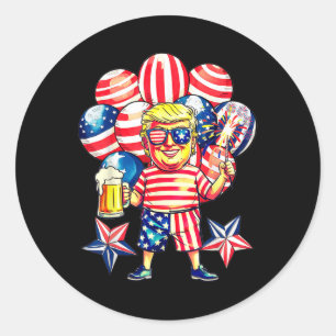 Feuerwerk Lustig Trump Patriotisch Amerikanisch Fr Runder Aufkleber