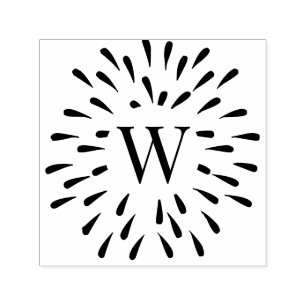 Feuerwerk platzt Mitte Einzelne Anfangsmonogramm # Permastempel