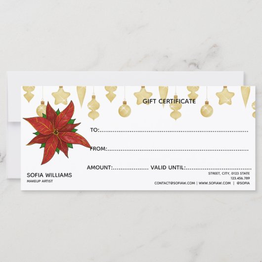 Feuerwerk Poinsettia Weihnachtsschmuck Geschenkkar (Rückseite)