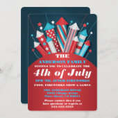 Feuerwerk Raketen 4. Juli Party Einladungen (Vorne/Hinten)