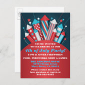 Feuerwerk Raketen 4. Juli Postkarte (Vorne/Hinten)