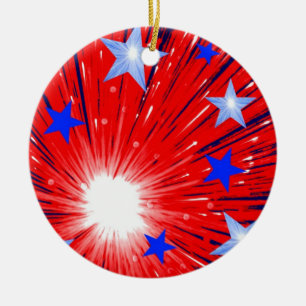 Feuerwerk Rot Blauer Ornament