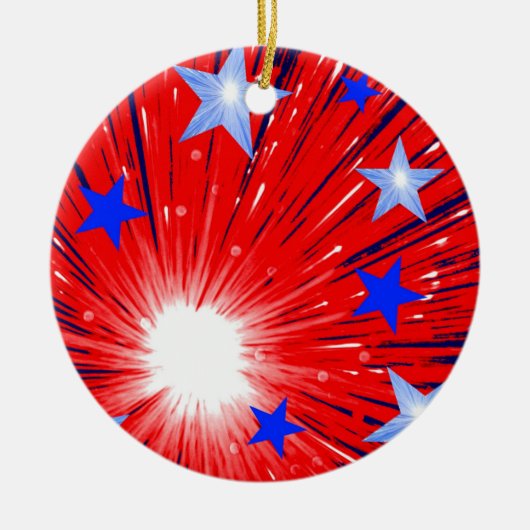 Feuerwerk Rot Blauer Ornament (Vorne)