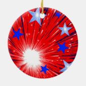 Feuerwerk Rot Blauer Ornament (Hinten)