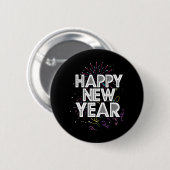 Feuerwerk Silvester Party Feier Happy Button (Vorne & Hinten)