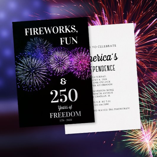 Feuerwerk, Spaß, Freiheit 250. 4. Juli Folieneinladung